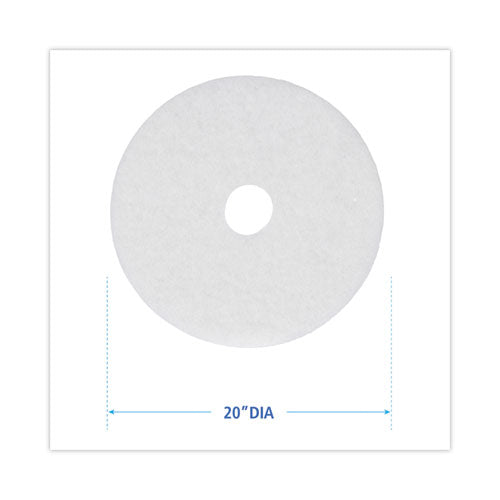 Image of Boardwalk® Polishing Floor Pads, 20" Diameter, White, 5/carton