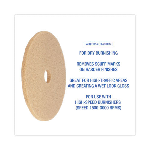 Image of Boardwalk® Burnishing Floor Pads, 20" Diameter, Tan, 5/carton