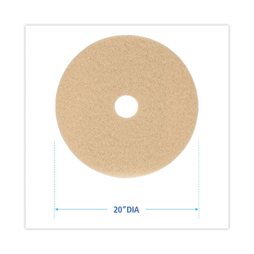 Image of Boardwalk® Burnishing Floor Pads, 20" Diameter, Tan, 5/carton