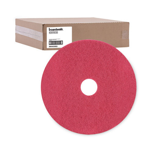 Image of Boardwalk® Buffing Floor Pads, 20" Diameter, Red, 5/carton