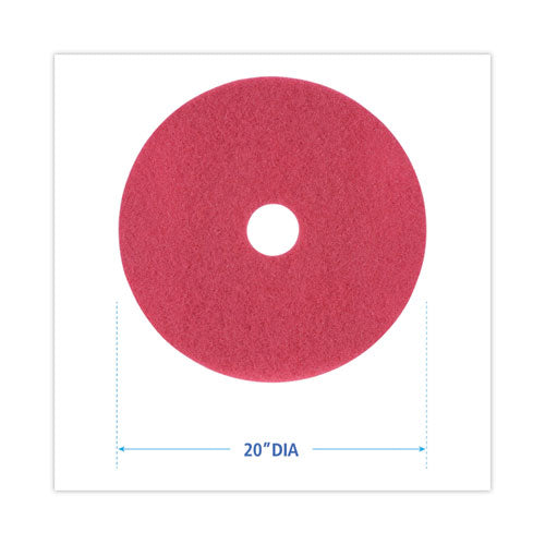 Image of Boardwalk® Buffing Floor Pads, 20" Diameter, Red, 5/carton