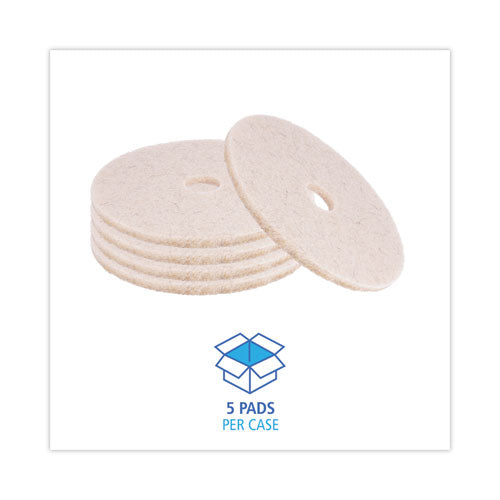 Image of Boardwalk® Natural Hog Hair Burnishing Floor Pads, 20" Diameter, Tan, 5/carton