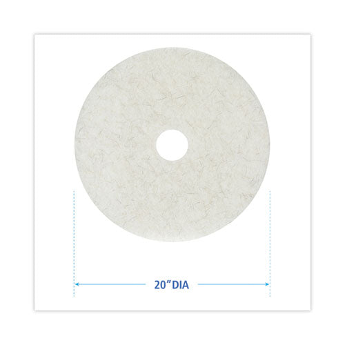 Image of Boardwalk® Natural Burnishing Floor Pads, 20" Diameter, White, 5/carton