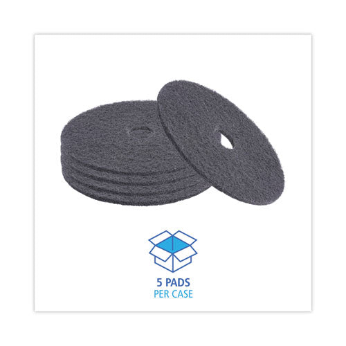 Image of Boardwalk® High Performance Stripping Floor Pads, 20" Diameter, Black, 5/carton