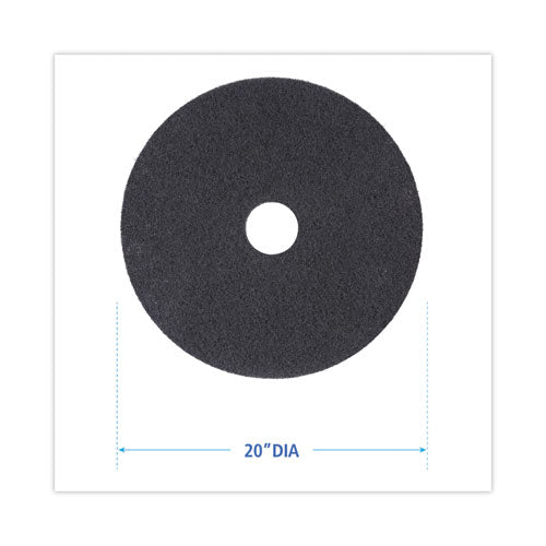 Image of Boardwalk® High Performance Stripping Floor Pads, 20" Diameter, Black, 5/carton