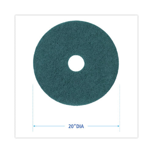 Image of Boardwalk® Heavy-Duty Scrubbing Floor Pads, 20" Diameter, Green, 5/carton