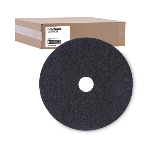 Image of Boardwalk® Stripping Floor Pads, 20" Diameter, Black, 5/carton