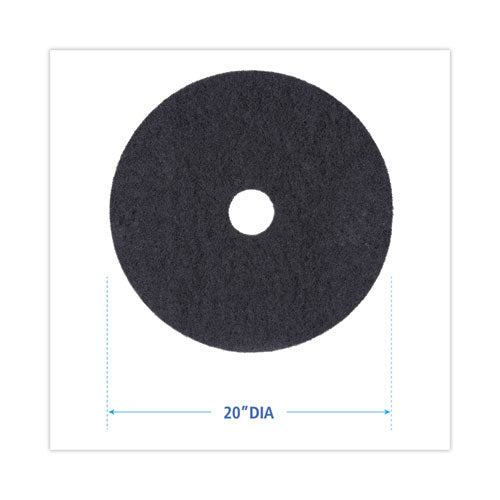 Image of Boardwalk® Stripping Floor Pads, 20" Diameter, Black, 5/carton