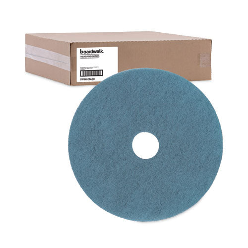 Image of Boardwalk® Burnishing Floor Pads, 20" Diameter, Aqua, 5/carton