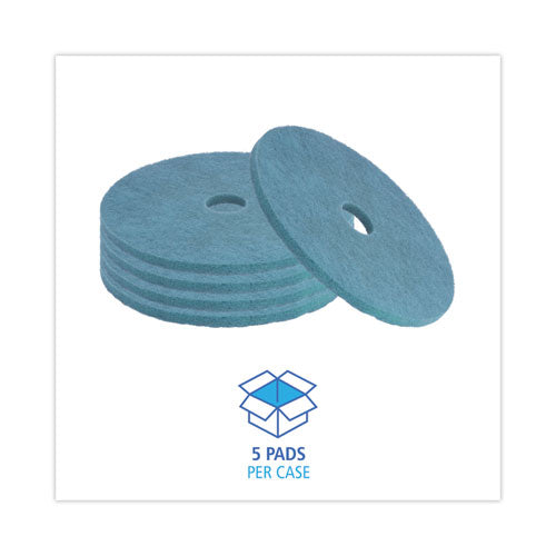 Image of Boardwalk® Burnishing Floor Pads, 20" Diameter, Aqua, 5/carton