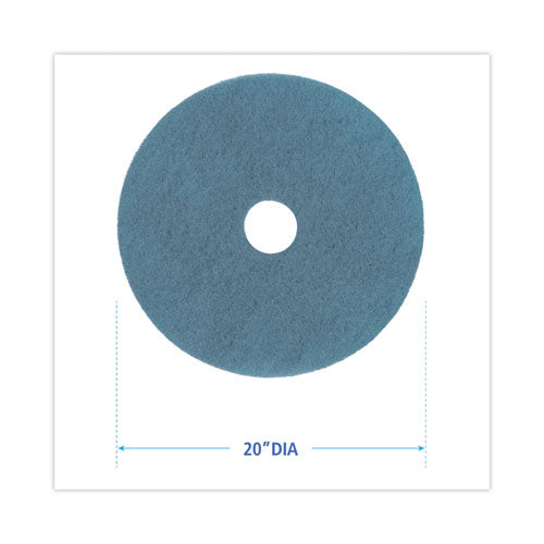 Image of Boardwalk® Burnishing Floor Pads, 20" Diameter, Aqua, 5/carton