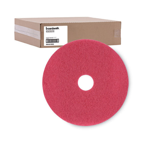 Image of Boardwalk® Buffing Floor Pads, 19" Diameter, Red, 5/carton