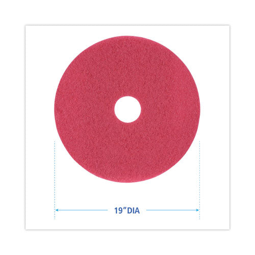 Image of Boardwalk® Buffing Floor Pads, 19" Diameter, Red, 5/carton