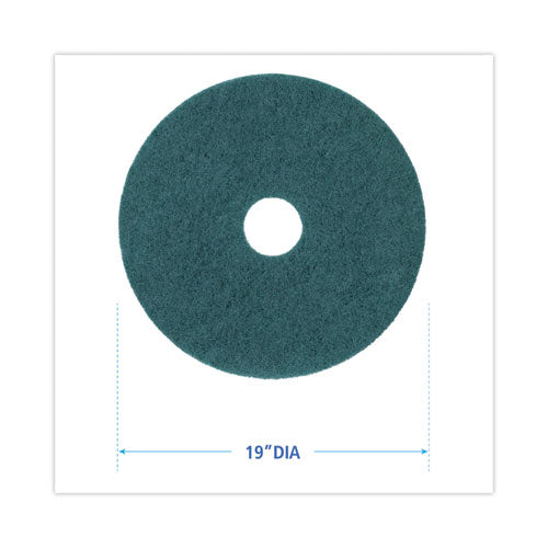 Image of Boardwalk® Heavy-Duty Scrubbing Floor Pads, 19" Diameter, Green, 5/carton