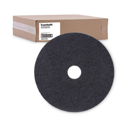 Image of Boardwalk® Stripping Floor Pads, 19" Diameter, Black, 5/carton