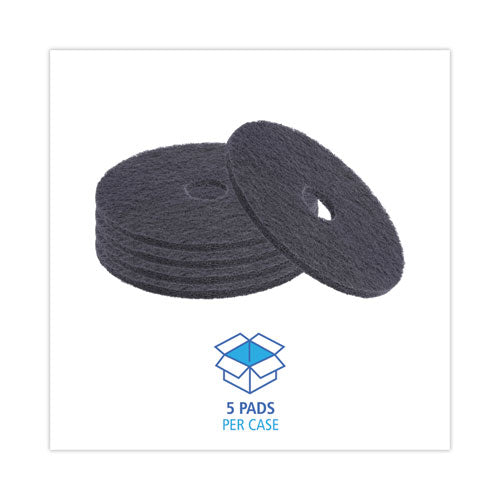 Image of Boardwalk® Stripping Floor Pads, 19" Diameter, Black, 5/carton