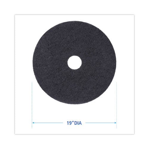 Image of Boardwalk® Stripping Floor Pads, 19" Diameter, Black, 5/carton