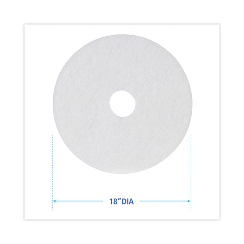 Image of Boardwalk® Polishing Floor Pads, 18" Diameter, White, 5/carton