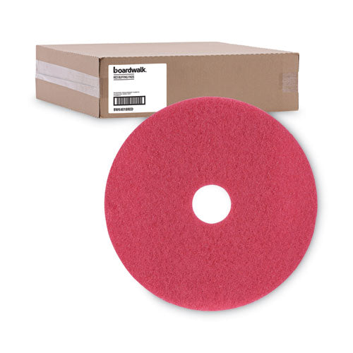 Image of Boardwalk® Buffing Floor Pads, 18" Diameter, Red, 5/carton