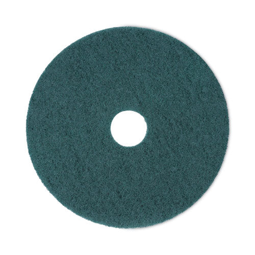 Image of Boardwalk® Heavy-Duty Scrubbing Floor Pads, 18" Diameter, Green, 5/carton
