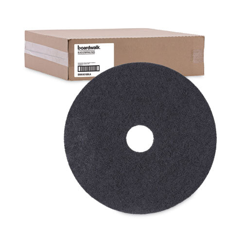 Image of Boardwalk® Stripping Floor Pads, 18" Diameter, Black, 5/carton