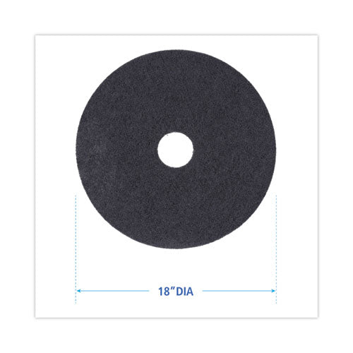 Image of Boardwalk® Stripping Floor Pads, 18" Diameter, Black, 5/carton