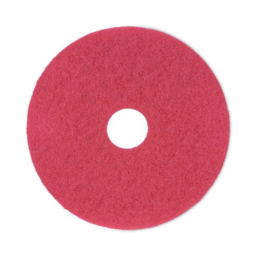 Image of Boardwalk® Buffing Floor Pads, 17" Diameter, Red, 5/carton