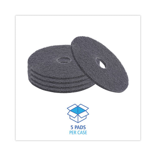 Image of Boardwalk® High Performance Stripping Floor Pads, 17" Diameter, Black, 5/carton