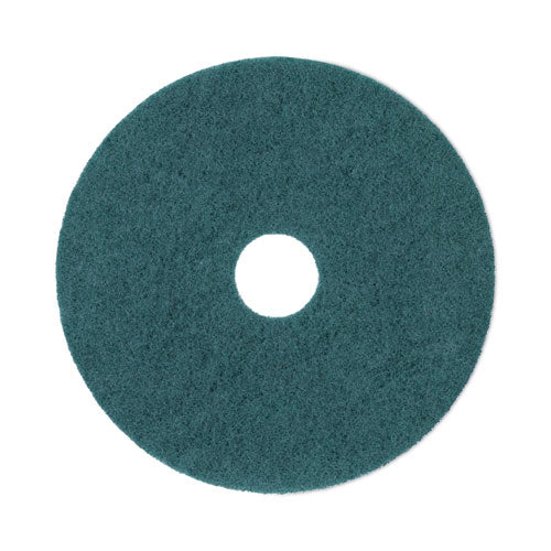 Image of Boardwalk® Heavy-Duty Scrubbing Floor Pads, 17" Diameter, Green, 5/carton