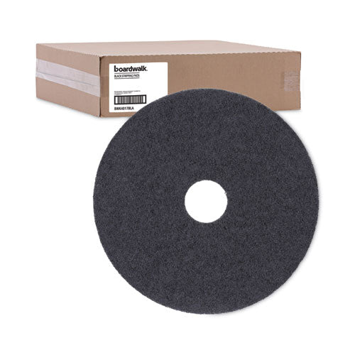 Image of Boardwalk® Stripping Floor Pads, 17" Diameter, Black, 5/carton