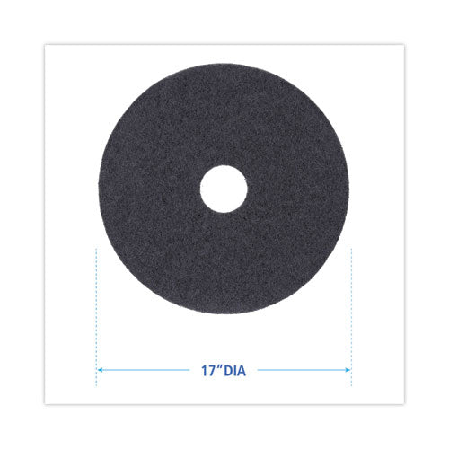 Image of Boardwalk® Stripping Floor Pads, 17" Diameter, Black, 5/carton