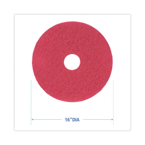 Image of Boardwalk® Buffing Floor Pads, 16" Diameter, Red, 5/carton
