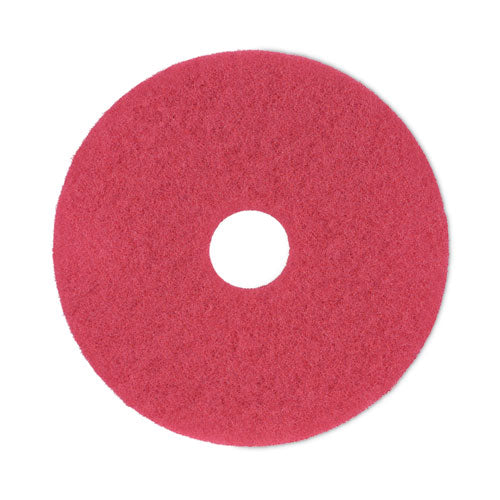 Image of Boardwalk® Buffing Floor Pads, 16" Diameter, Red, 5/carton