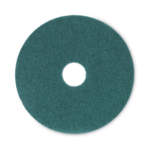 Image of Boardwalk® Heavy-Duty Scrubbing Floor Pads, 16" Diameter, Green, 5/carton