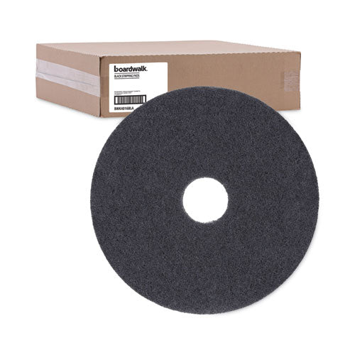 Image of Boardwalk® Stripping Floor Pads, 16" Diameter, Black, 5/carton