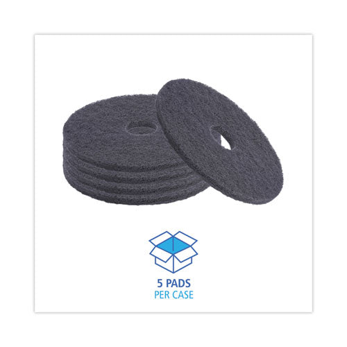 Image of Boardwalk® Stripping Floor Pads, 16" Diameter, Black, 5/carton
