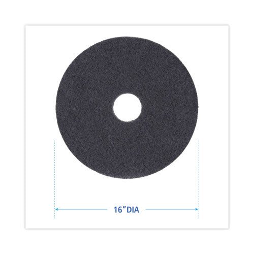 Image of Boardwalk® Stripping Floor Pads, 16" Diameter, Black, 5/carton