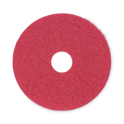 Image of Boardwalk® Buffing Floor Pads, 15" Diameter, Red, 5/carton