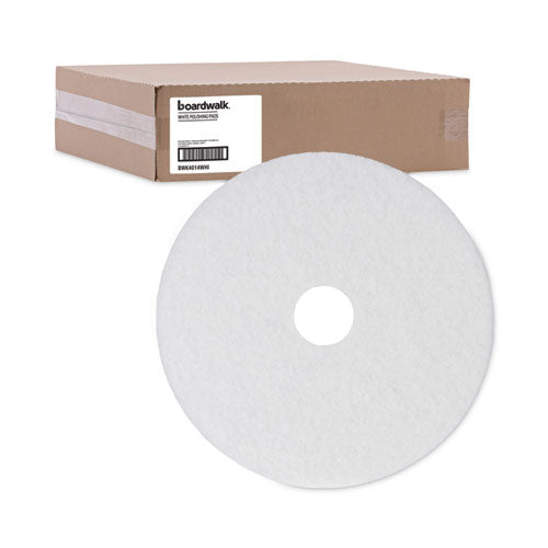 Image of Boardwalk® Polishing Floor Pads, 14" Diameter, White, 5/carton