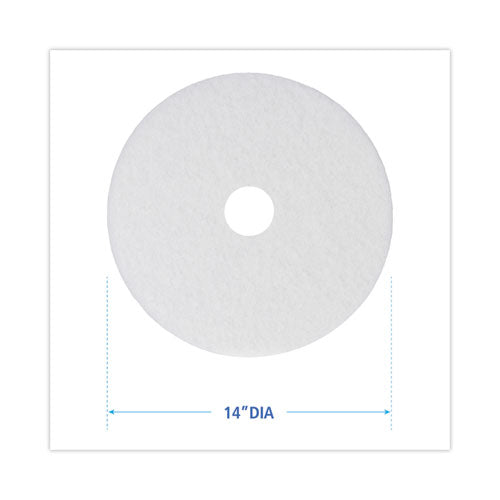Image of Boardwalk® Polishing Floor Pads, 14" Diameter, White, 5/carton