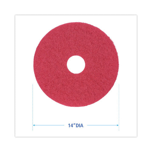 Image of Boardwalk® Buffing Floor Pads, 14" Diameter, Red, 5/carton