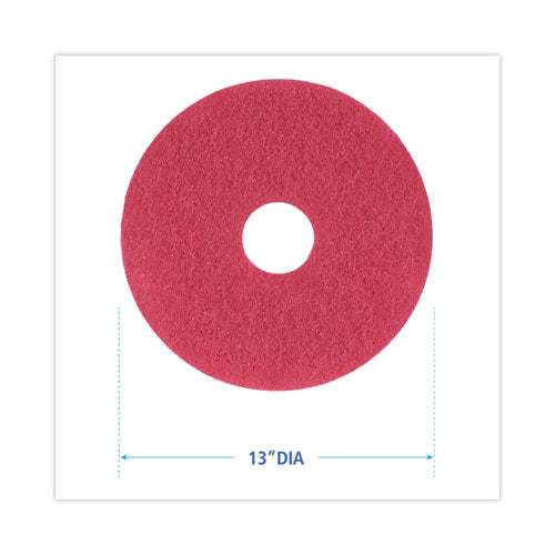 Image of Boardwalk® Buffing Floor Pads, 13" Diameter, Red, 5/carton