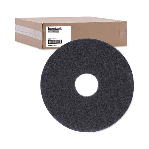 Image of Boardwalk® Stripping Floor Pads, 13" Diameter, Black, 5/carton