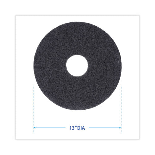 Image of Boardwalk® Stripping Floor Pads, 13" Diameter, Black, 5/carton