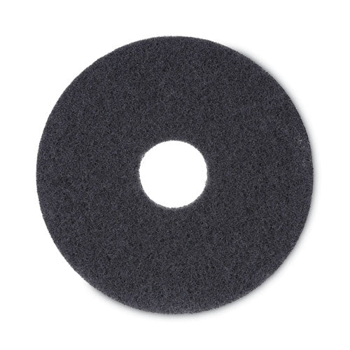 Image of Boardwalk® Stripping Floor Pads, 13" Diameter, Black, 5/carton