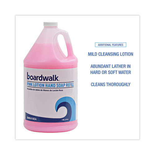 Image of Boardwalk® Mild Cleansing Pink Lotion Hand Soap Refill, Cherry Scent, 1 gal Bottle, 4/Carton