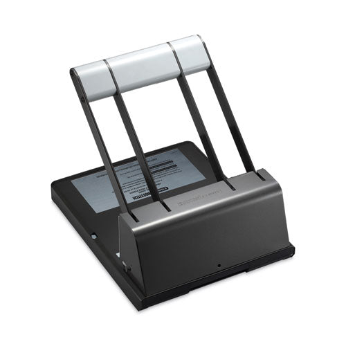 Image of Bostitch® 160-Sheet Antimicrobial Protected Xtreme Duty Adjustable Two- To Three-Hole Punch, 9/32" Holes, Black/silver