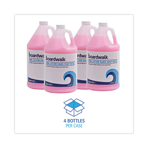 Image of Boardwalk® Mild Cleansing Pink Lotion Hand Soap Refill, Cherry Scent, 1 gal Bottle, 4/Carton