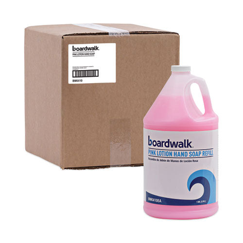 Image of Boardwalk® Mild Cleansing Pink Lotion Hand Soap Refill, Cherry Scent, 1 gal Bottle, 4/Carton