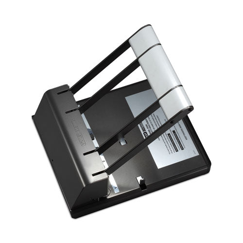 Image of Bostitch® 160-Sheet Antimicrobial Protected Xtreme Duty Adjustable Two- To Three-Hole Punch, 9/32" Holes, Black/silver